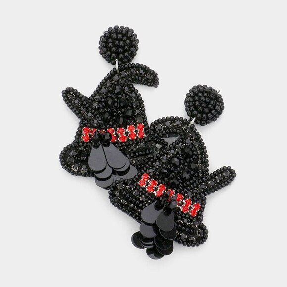 Rhinestone Beaded Witch Hat Earrings - Picture 1 of 2